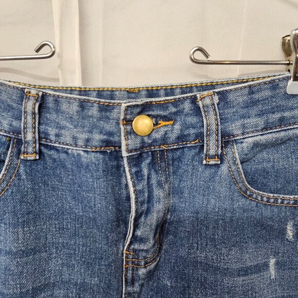 Blue Barrel Distressed Cropped Jeans Rustic Boho 28 - Picture 4 of 15